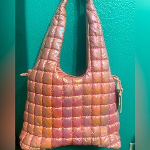 Iris & Rainbow pink galaxy hobo bag. Plus size friendly straps.